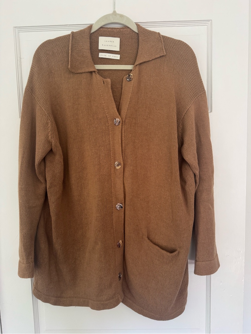 Lauren Manoogian Brown Button-Front Knit Cardigan